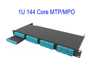 la fibra MTP ottico MPO del centro 1U 144 rattoppa le scatole 0.3dB con poche perdite magenta del centro del cavo OM4 12
