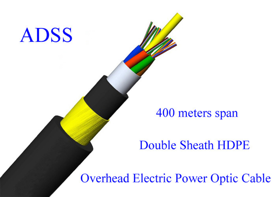 Portata a fibra ottica 400M del cavo armato G652D 48B1.3 11KN di ADSS 13.4mm HDPE del PE dei 48 centri