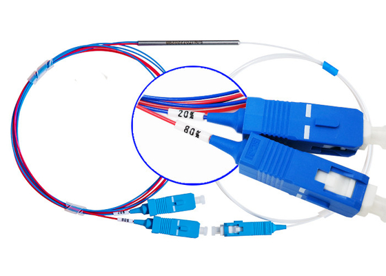 Accoppiatore ottico 1×2 mini 0,9 SC/UPC di potere FBT 20/80 della fibra non uniforme di Dwdm
