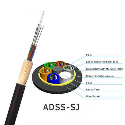 Cavo ottico 24 della fibra della guaina del doppio di ADSS 48 96 cavo del centro FTTH