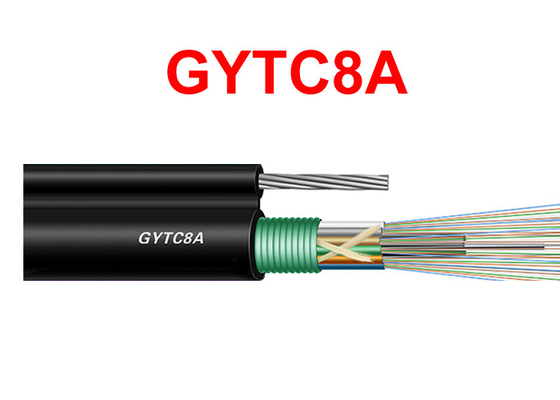 Sostenere a fibra ottica all'aperto 8.0*1.0mm neri di auto del filo di acciaio del cavo armato di GYTC8A