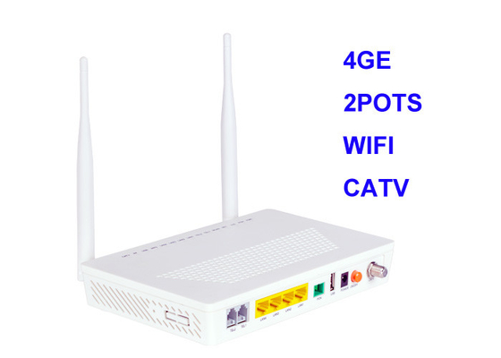 Pila doppia IPv4 e IPv6 di sostegno di gigabit GEPON ONU 1 USB 4GE 2POTS WIFI CATV di Ethernet 4